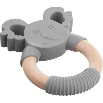 Akuku dřevěno silikonové medvídek šedá