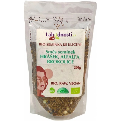 Lahodnosti Zmes semienok BIO brokolica hrášok alfalfa 200 g
