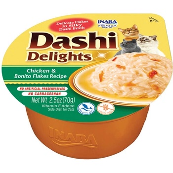 Inaba Foods Dashi Delights - Купичка с късчета месо и японски бульон за котка с Пиле и Паламуд 70 г