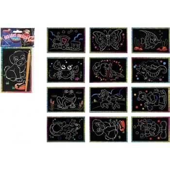 Škrabací obrázek stříbrný 15x10cm 24ks v boxu