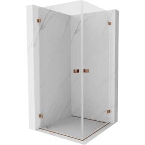 Mexen Lunar-B Duo шарнирна душ кабина 90 x 90 см, прозрачна, розово злато - 832-090L-090P-60-00 (832-090L-090P-60-00)