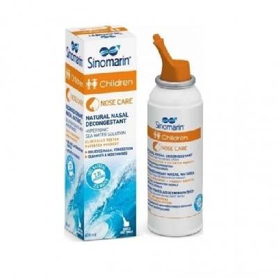 Хипертоничен разтвор на морска вода 6+ , Sinomarin Children Nose Care 6+ Months Nasal Spray with Sea Water for Infants and Children 100ml