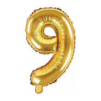 Image 1 of PartyDeco Балон от фолио Mini - число 9 златен 35 см