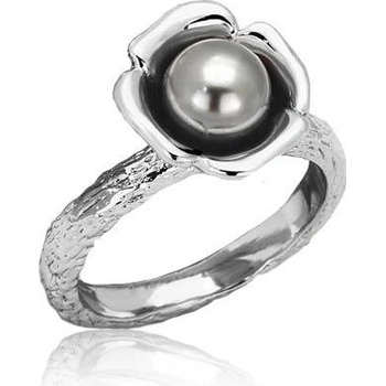 Šperky4U ocelový prsten se šedou perličkou AL 0080