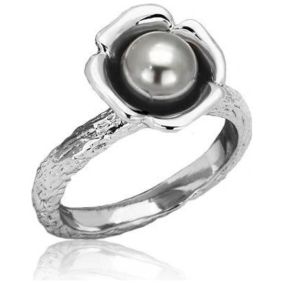 Šperky4U ocelový prsten se šedou perličkou AL 0080