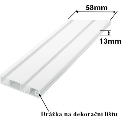GARNÝŽE-HEBR Stropní kolejnice 180cm dvouřadá PVC bílá