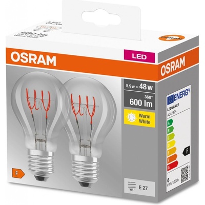Osram Sada LED žárovek klasik, 5,9 W, 600 lm, teplá bílá, E27, 2 ks