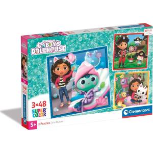 Clementoni - Puzzle 3x48 Gabby's Dollhouse - 40 - 99 piese
