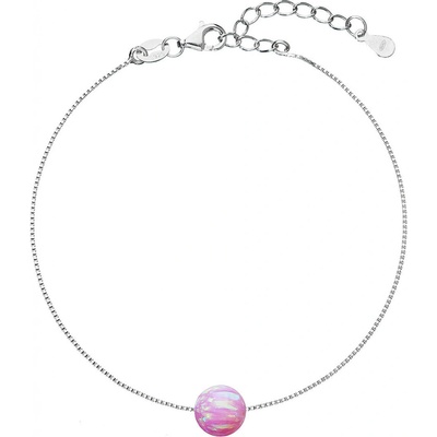 Pavona stříbrný se syntetickým opálem růžový kulatý 13019.3 Pink s. Opal