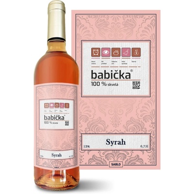 Sablio Babička Syrah ružové suché víno 12 % 0,75 l (čistá fľaša)