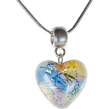 Lampglas Nežný náhrdelník Romantic Heart s perlou s rýdzim striebrom NLH6