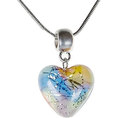 Lampglas Nežný náhrdelník Romantic Heart s perlou s rýdzim striebrom NLH6