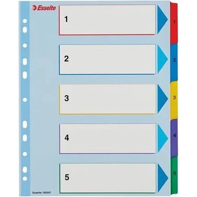 ESSELTE Register, laminovaný kartón, A4 maxi, 1-5, prepisovateľný, ESSELTE