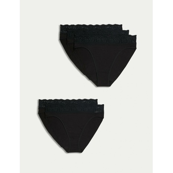 Marks & Spencer Памучни дантелени бикини с ликра, 5 пакета Marks & Spencer черни Marks & Spencer | Cheren | ЖЕНИ | 8