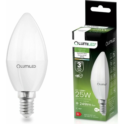 Lumiled LED žiarovka B35 E14 2,5W = 25W 249lm 4000K Neutrálna 180°