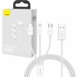 Baseus Superior Data USB-A/microUSB - Lightning - USB-C Cable 3.5A 1m (White)