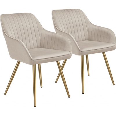 tectake 405756 marilyn sametový vzhled prošívaná taupe / zlatá 2 ks