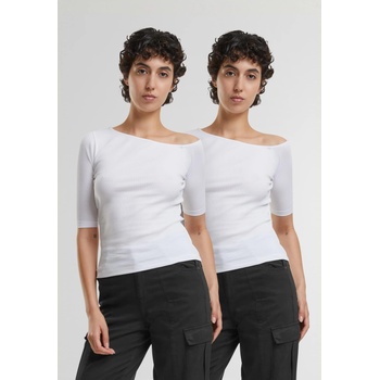 Urban Classics 2 Броя Изчистени Дамски ТенискиLadies Organic Asymmetric Rib Tee 2-Pack white+white XXLUB-TB7096A-03168 - Камуфлаж, размер 5XL