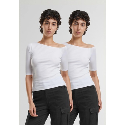 Urban Classics 2 Броя Изчистени Дамски ТенискиLadies Organic Asymmetric Rib Tee 2-Pack white+white XXLUB-TB7096A-03168 - Камуфлаж, размер 5XL