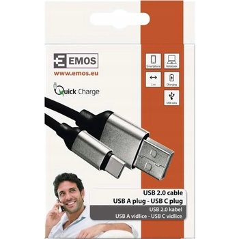 Emos SM7025BL USB-C, 1m, černý
