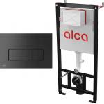 Alcadrain Комплект тоалетно казанче с вградена рамка Alca AM101/1120 и бутон за активиране M578, матово черно (AM101/1120+M578)