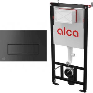 Alcadrain Комплект тоалетно казанче с вградена рамка Alca AM101/1120 и бутон за активиране M578, матово черно (AM101/1120+M578)