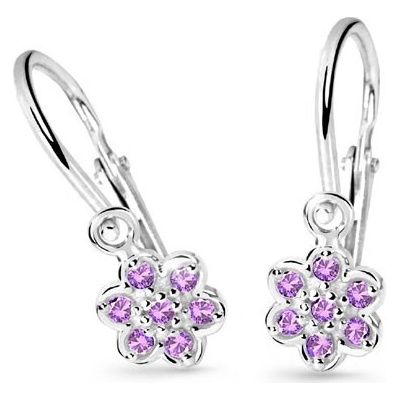 Cutie Jewellery detské zlaté náušnice C2746B Fialová kytička