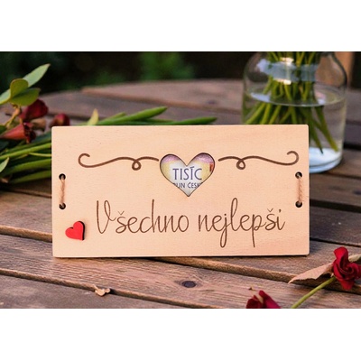 Dekorace z Řečice Dřevěná dárková karta/přání k narozeninám