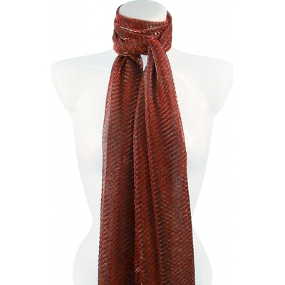Biju dámsky plisovaný obdĺžnikový šál s lesklou niťou červenej 7200339-18
