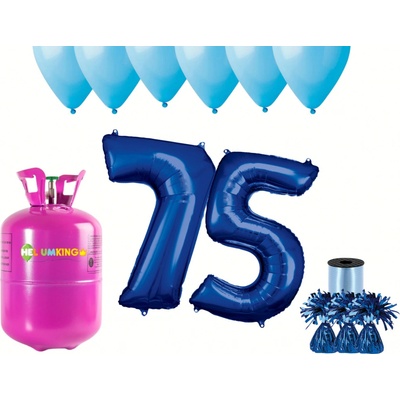 HeliumKing Helium párty set na 75. narozeniny s modrými balónky