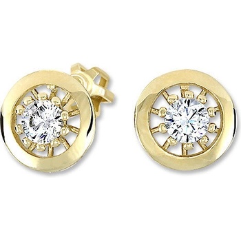Soliter Zlaté okrúhle náušnice s čírymi kryštálmi 236 001 01044