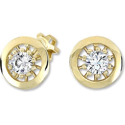 Soliter Zlaté okrúhle náušnice s čírymi kryštálmi 236 001 01044