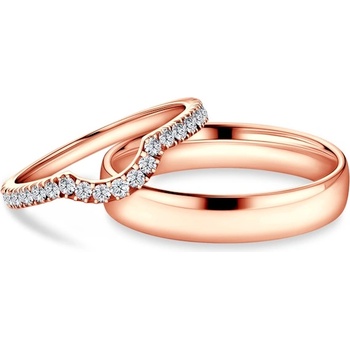 SAVICKI Брачни халки This is Love: розово злато, лабораторни диаманти, полукръгли, 2 мм и 3 мм
