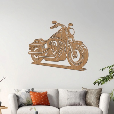 dřevo života Dřevěný obraz motorky Harley Davidson Rozměry (cm): 80x67, Zvolte barvu dekoru: Horský dub