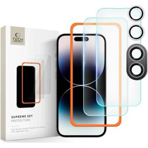 Tech-Protect SUPREME SET комплект 3 броя предпазни стъкла iPhone 16 прозрачен (5906302310906)