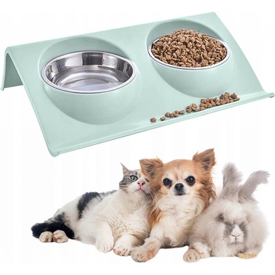 ISO Miska pre psov a mačky dvojitá nerezová 2 x 350 ml