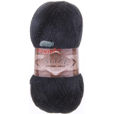 BELLATEX Příze Angora Gold Simli 100 g - 60 černá