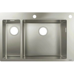 Hansgrohe Кухненска мивка Hansgrohe S71 от неръждаема стомана 75.5x50 см с отвор за контролно копче (43310800) Мивка за вграждане