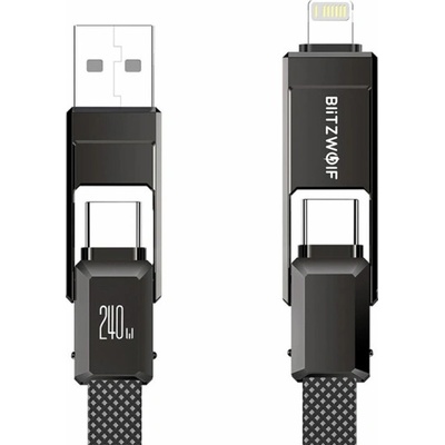 Blitzwolf BW-HDC7 4 v 1 USB+C+Hromosvod 240W 1,2m černý