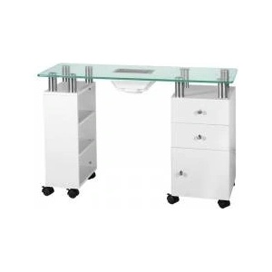 Activeshop Маса за маникюр, WNR, стъкло II, със стъклен плот и вградена прахосмукачка, 110x43x70 см