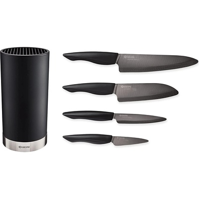 Kyocera Комплект 4бр керамични ножове серия "SHIN" + блок за ножове (Kyocera-KB-RD-BK-4KN-ZK)