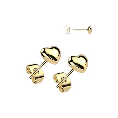 Šperky4U zlacené ocelové náušnice srdíčka OPN1980-GD