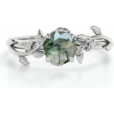 Lunica Stříbrný prsten MECHOVÝ ACHÁT 0686 5