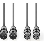 Nedis COTH15030GY50 балансиран/симетричен полупрофесионален аудиокабел XLR, 2 x XLR 3p мъжки - 2 x XLR 3p женски, 5 м, гъвкав (COTH15030GY50)