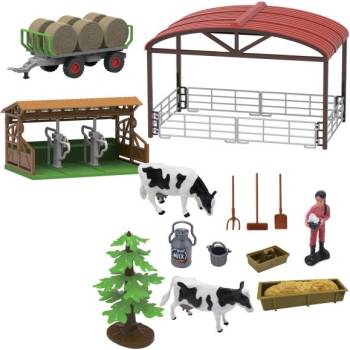 Farm service - Игрови комплект ферма с трактор и ремарке за сено 16 бр. със светлини и звуци