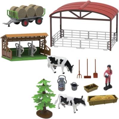 Farm service - Игрови комплект ферма с трактор и ремарке за сено 16 бр. със светлини и звуци