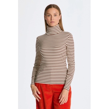 Gant rolák SLIM STRIPED RIBBED TURTLENECK hnedá