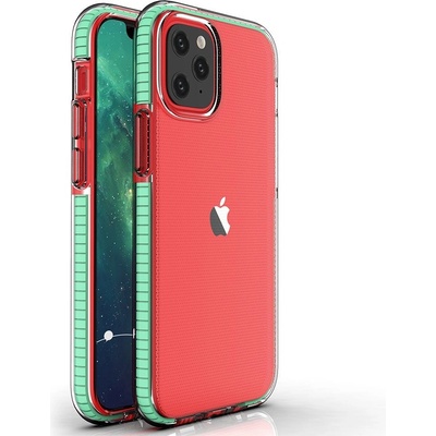 HQWear Калъф за телефон Spring Case clear TPU gel с цветна рамка за iPhone 12 mini, ментов (9111201911758)