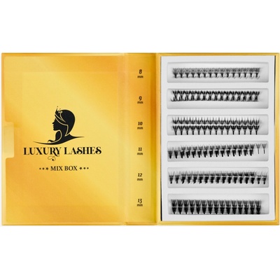 Luxury Lashes 3D Riasy Premium LINE v hotovom vejáriku 1 000 Ks Zakrivenie umelých rias: C, Dĺžka umelých rias: Mix dĺžok 8-13 mm, Hrúbka rias: 007