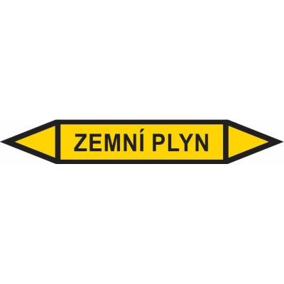 Šipka pro značení potrubí - ZEMNÍ PLYN, 166 x 26 mm, aršík 5 ks